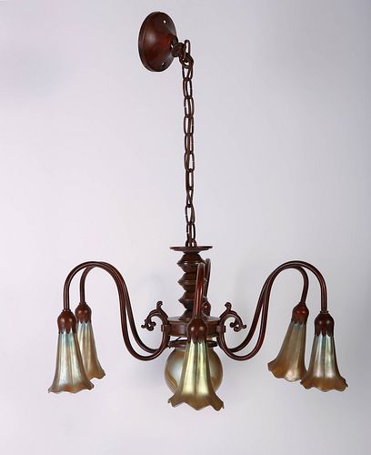 Style of Tiffany, Favrile Glass Chandelier