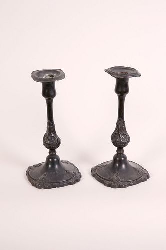 Pair of Metal Candle Sticks, ca. 1900