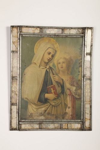 Tin Frame with Devotional Print
, ca. 1875