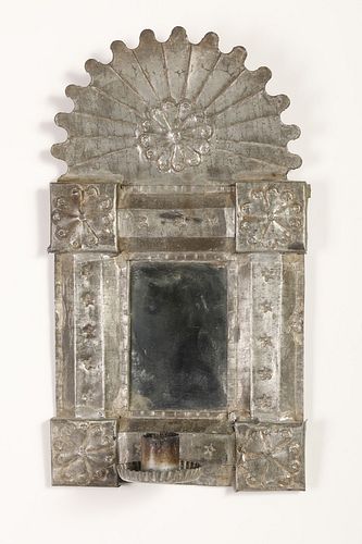 Tin Frame and Candle Sconce, ca. 1870