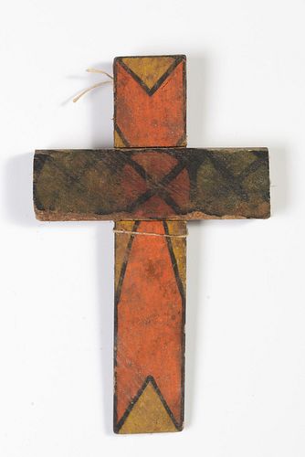 Painted Wooden Cross, 19th Century