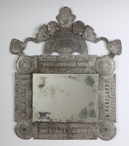 Large Tin Frame with Mirror, ca. 1870-1880