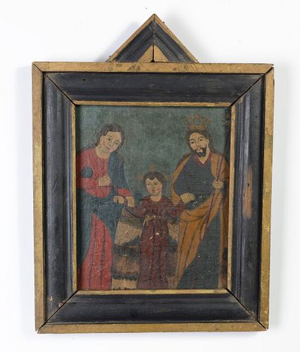 Retablo in Frame: The Holy Family, 19th Century