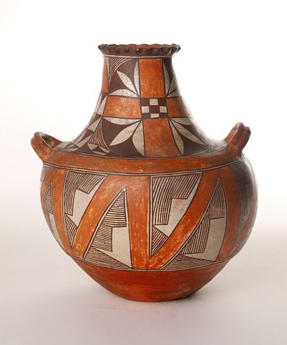 Acoma, Polychrome Jar with Trap Handles, ca. 1920