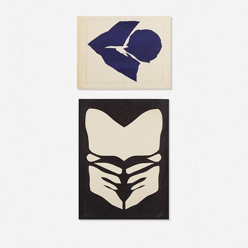 Jack Youngerman, Indigo White and Untitled (two works)