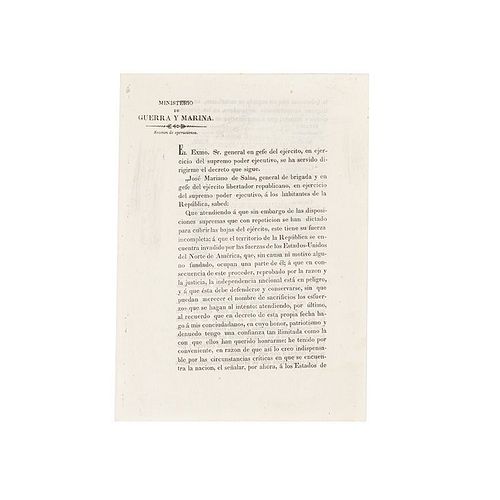 Salas, José Mariano de - Almonte, Juan Nepomuceno. Circular sobre Reclutamiento del Ejército por Bajas.México, 1846. Rúbrica de Almonte