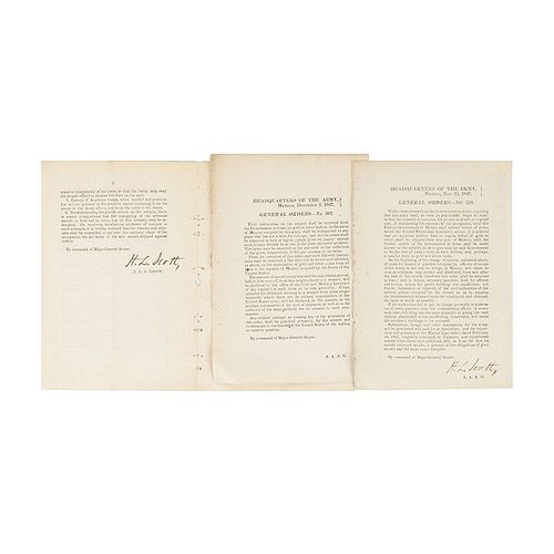 Cuartel General de Armas de E. U. Órdenes de Restricción sobre la Circulación de Lingotes de Oro y Plata en Méx. 1847 - 1848 . Pzs: 3.