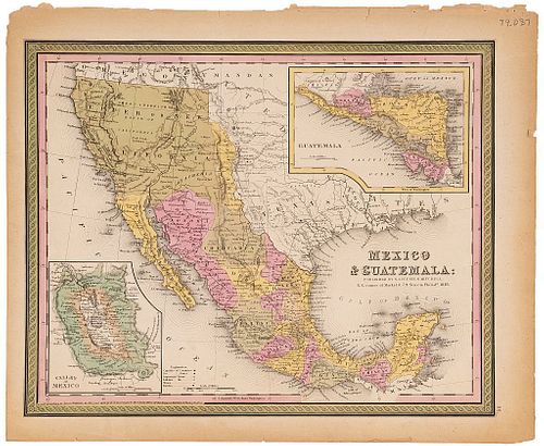 Mitchell, Agustus. Mexico & Guatemala. Philadelphia, 1848. Engraved map in color, 12 x 15" (30.7 x 38.5 cm).