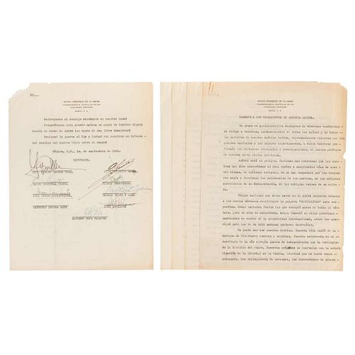 XXXVIII Congreso de la Unión. Llamado a los Parlamentos de América Latina en Contra las Potencias del Eje... México, 1942. Signatures.