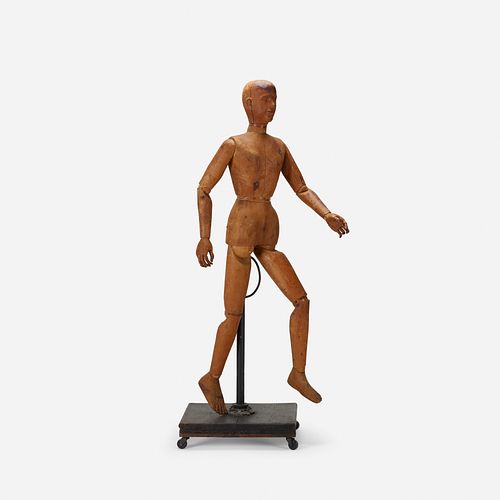 French, life-size articulated artist's mannequin and base