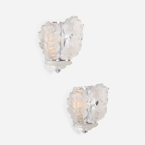 Lalique, Chêne sconces, pair