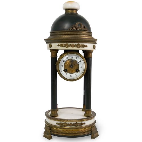 French Neoclassical Marble and Gilt Bronze Clock