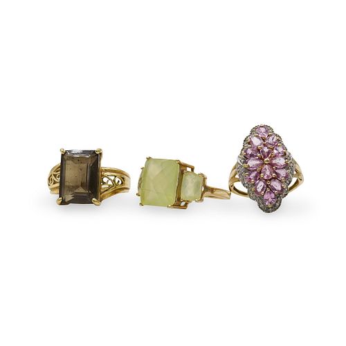 (3 Pc) 10k Gold and Gemstone Rings