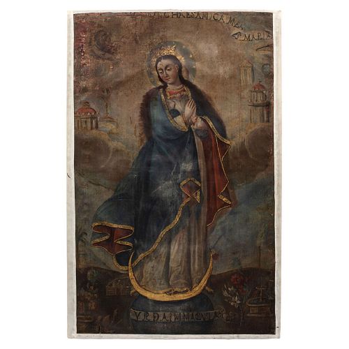 Virgin of the Immaculate Conception. Mexico. 18th Century. Oil on Canvas.