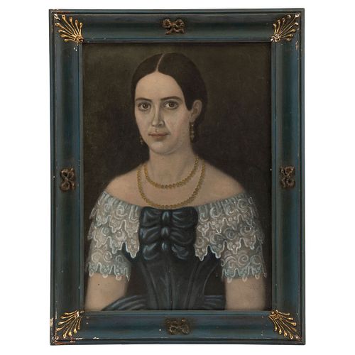 Portrait of Margarita Unda de Jiménez. Mexico. Late 19th Century. Oil on board.