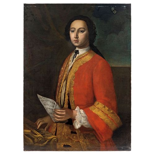Giuseppe Bonito (ITALIA, 1707-1789). Portrait of a Musician. Oil on Canvas.