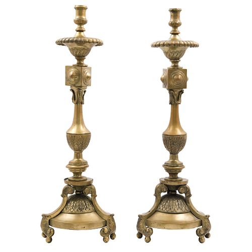 Pair of Chandeliers. Mexico. Late 19th Century. Bronze.