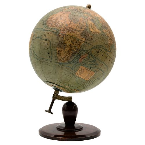 Globe. France. 19th Century. In wood, paper, and golden metal. Designed and made by J. FOREST in Paris.