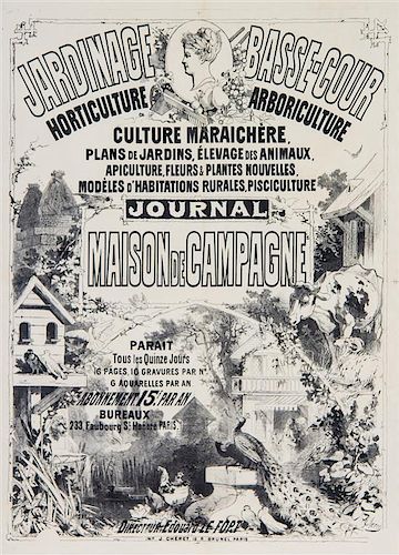 * Jules Cheret, (French, 1836-1932), Jardinage Basse-Cour: Horticulture Arboriculture: Journal Maison de Campagne, 1876