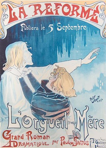 * Henri Privat-Livemont, (Belgian, 1861-1936), La Reforme Publiera le 5 Septembre L'orgueil d'une mere, 1896