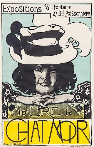 * J. Leonce Burret, (French, 1866-1915), Lire Le Chat Noir, 1897
