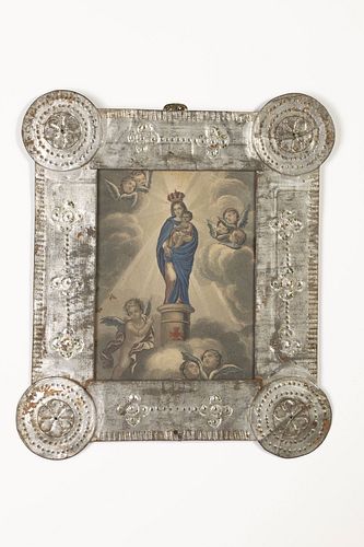 Tin Frame with Devotional Print
, ca. 1865-1870