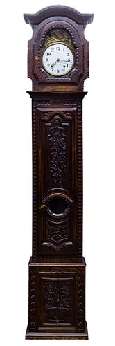 English Tudor Style Oak Tall Case Clock