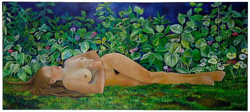 Wendy Lusk (American, 20th Century) 'Moonflower' Oil on Canvas