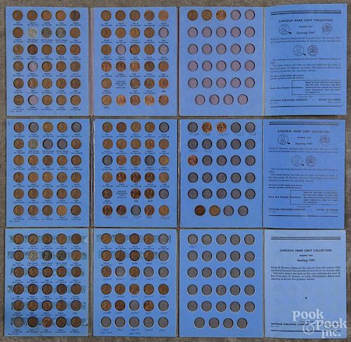 Six partial sets of Lincoln cents, 1941+, in six collection books, approximately 250 total pieces.