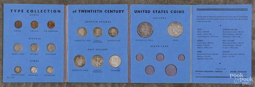 Complete Type Collection of Twentieth Century United States Coins, in a collection book.