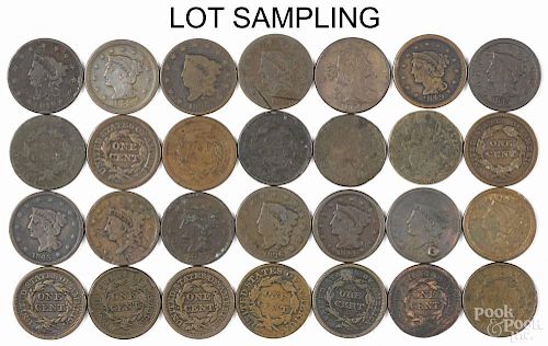 Forty large cents, grades vary from cull-VG.