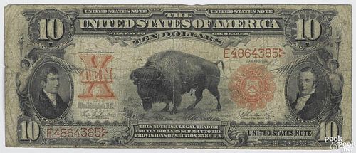 Ten dollar U.S. note, series 1901 (bison), G.