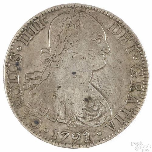 Mexican Pillar dollar, 1791, F-VF.