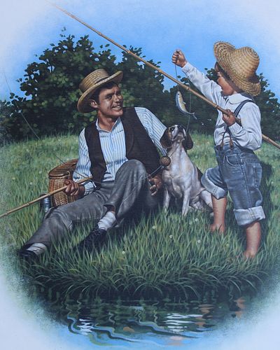 Gene Boyer (20th C.) "Father's Day/Fishing"