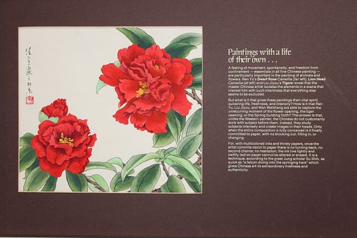 Ren Yu (B. 1945) "Lion Head Camellias"