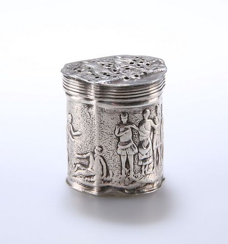 A SMALL DUTCH SILVER BOX, SECOND HALF OF THE 19th CENTURY, the shaped oval 