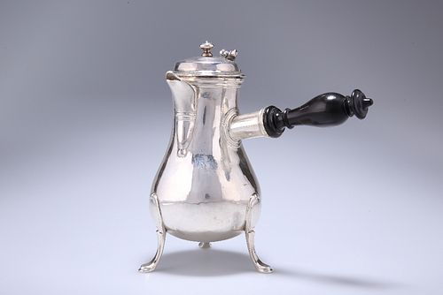 A FRENCH SILVER BALUSTER COFFEE OR CHOCOLATE POT, 18th CENTURY, the domed h