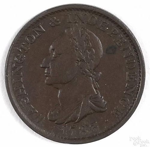 Washington cent, 1783, military bust, F-VF.