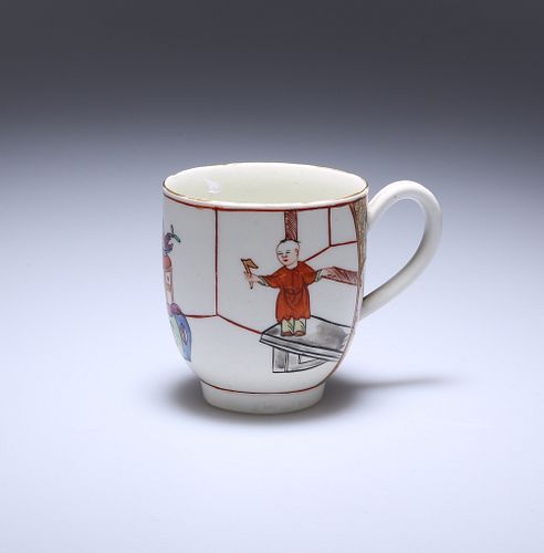 A WORCESTER  MANDARIN COFFEE CUP, c. 1770, painted with a child at play and