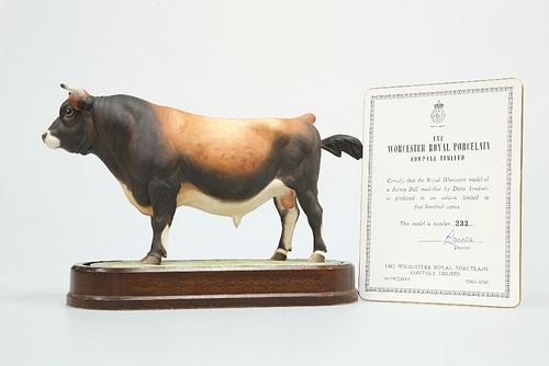 A ROYAL WORCESTER LIMITED EDITION MODEL OF A JERSEY BULL, MODELLED BY DORIS
