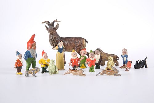 A SET OF PAINTED METAL FIGURES OF SNOW WHITE AND THE SEVEN DWARFS, together