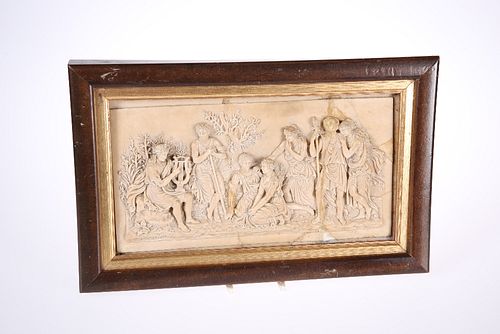 C.J. BECKER, A RECONSTITUTED MARBLE PLAQUE, relief moulded with figures and
