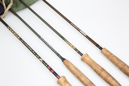 COLLECTION OF FOUR FLY FISHING RODS comprising: 1 Hardy ‘Graphite’ 7½ft 2 p