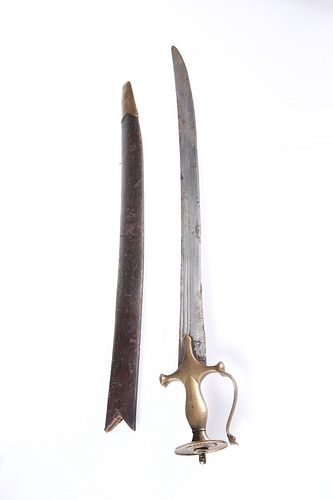 A 19TH CENTURY INDIAN TALWAR, with 57cm (22 1/2-inch) curved blade, steel h