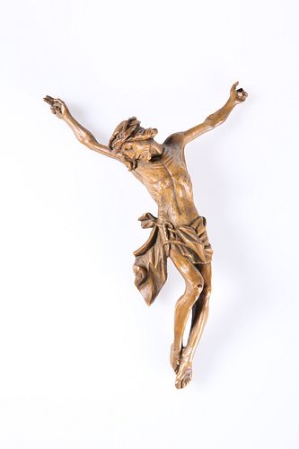 A CONTINENTAL FRUITWOOD CORPUS CHRISTI, probably 19th century, finely carve