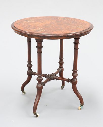 EDWARDS & ROBERTS
 A LATE VICTORIAN INLAID BURR WALNUT OCCASIONAL TABLE, th