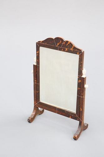 A 1920'S TORTOISESHELL AND IVORY DRESSING TABLE MIRROR, IN GEORGIAN STYLE, 