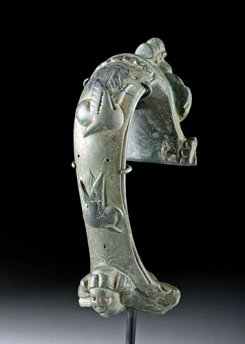 Attractive Roman Bronze Handle w/ Cherub & Woman