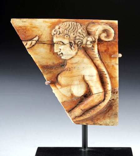 Roman Bone Relief Fragment - Reclining Nude Goddess