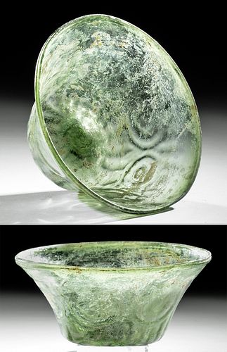 Gorgeous 7th C. Islamic Glass Bowl w/ Molded Motifs